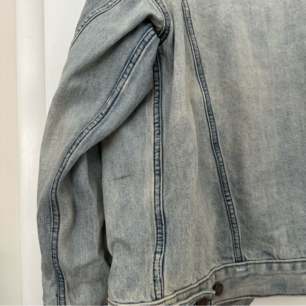 Free People Denim Trucker Jacket Button Front Womens XS Washed Blue - Picture 10 of 14